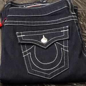 True Religion blue Jean with white trim